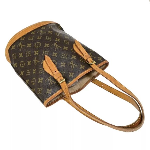 LOUIS VUITTON BUCKET PM Shoulder Tote Bag Monogram Leather Brown M42238 31FA771 - Picture 5 of 13